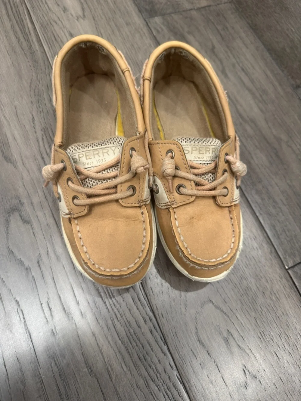 Sperry Kids Moccasin Boat Shoes in Tan